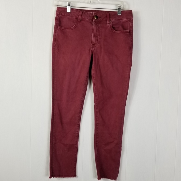 American Eagle jeans maroons 6 crop raw edge - Picture 1 of 13